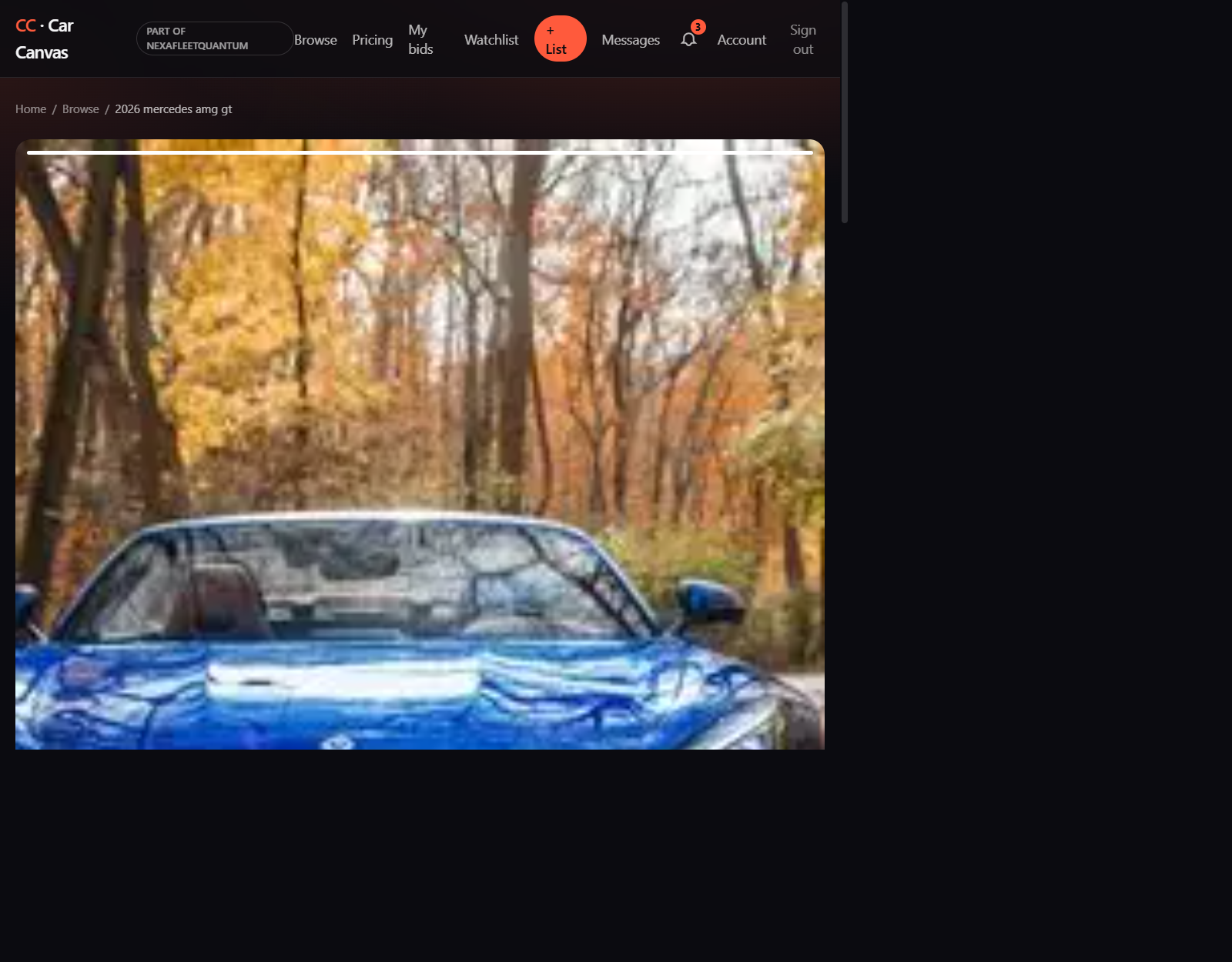 A story-first car listing on Car Canvas